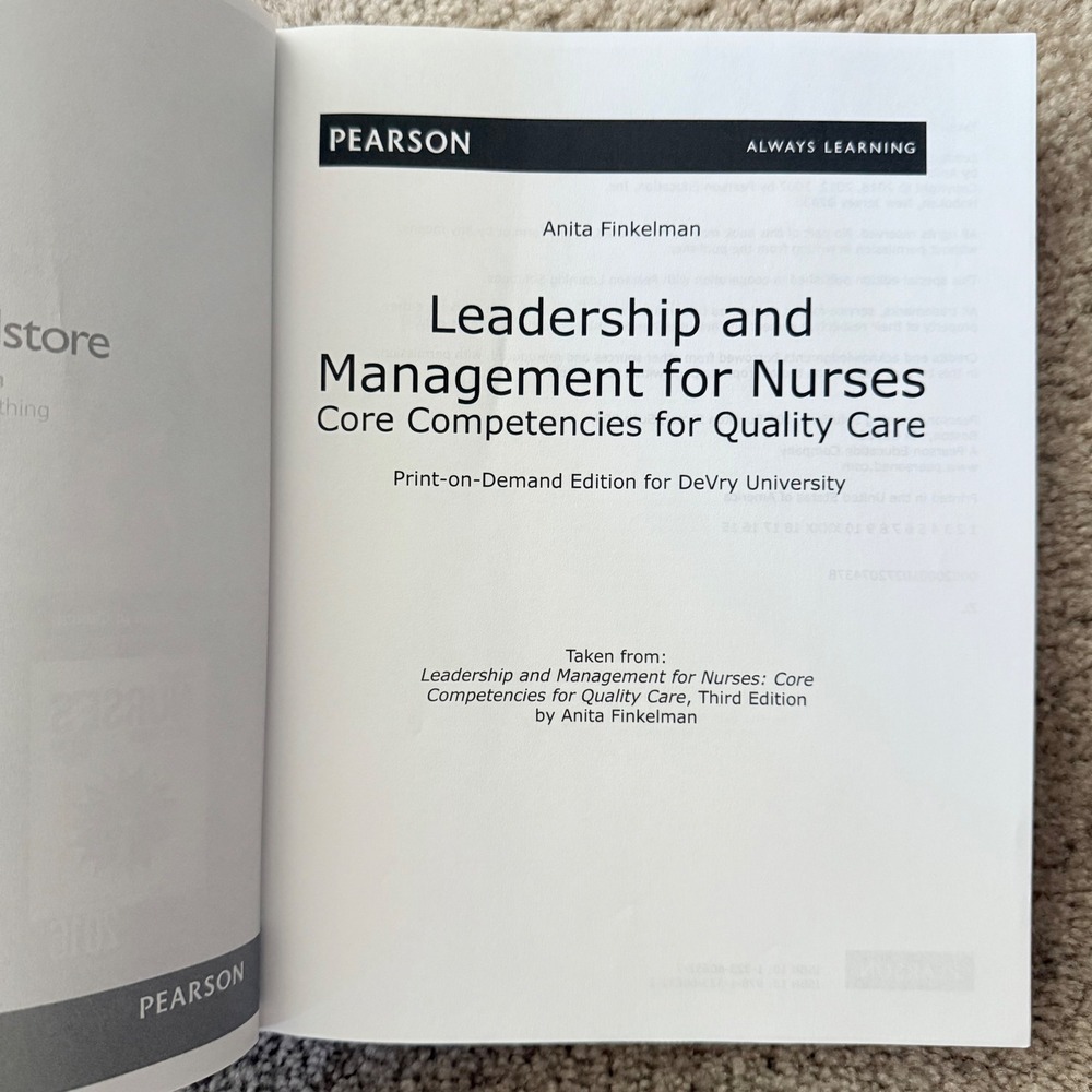 Chamberlain Txtbook Leadership Management for Nurses Core Competencies Finkelman - Picture 6 of 10